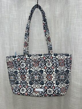 Vera Bradley Quilted Blue, White  & Pink Floral Mosaic Tote Like New Condition